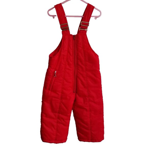 Vintage 90’s Red Kid Snow Bib Snowsuit Overalls Tall size 2T Sears Brand
